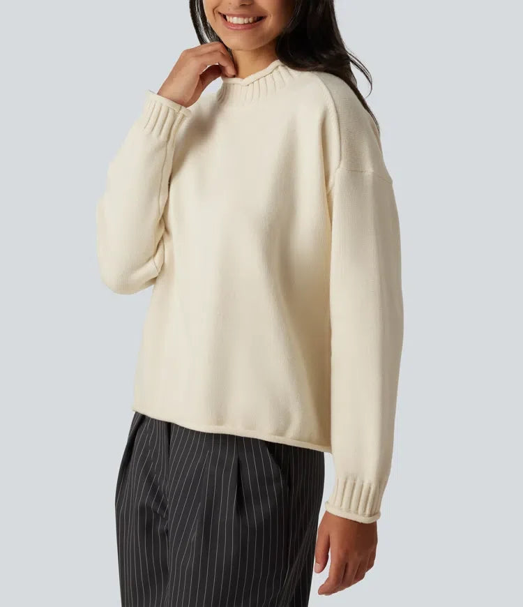 Mock Neck Long Sleeve Work Sweater