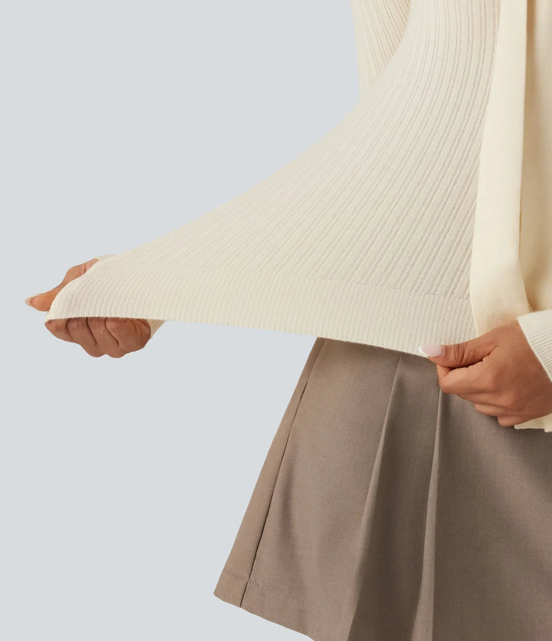 V Neck Long Sleeve Tie Front Slim Work Sweater