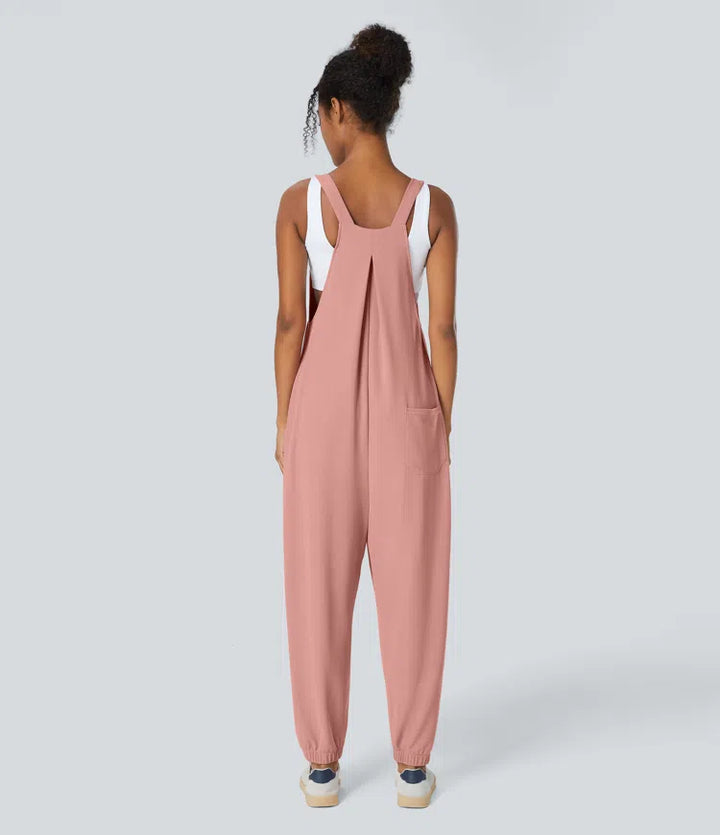 Pockets Waffle Casual Jogger Overalls