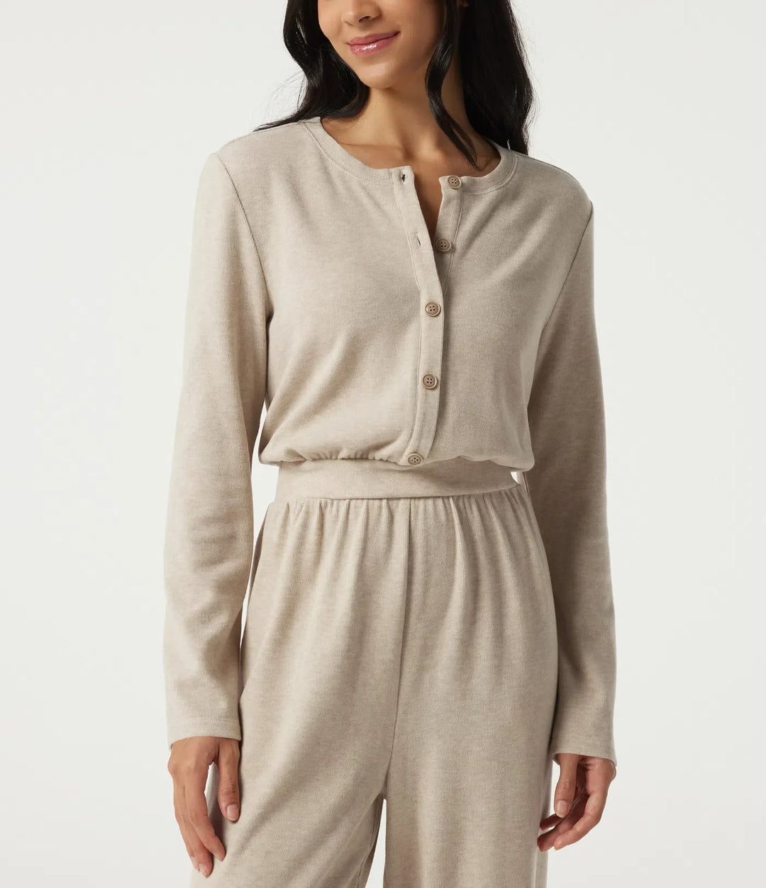 Round Neck Long Sleeve Casual Jumpsuit with Pockets -Easy Peezy Edition