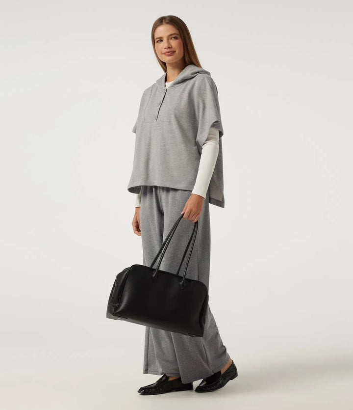 Hooded Short Sleeve Split Hem Casual Sweatshirt