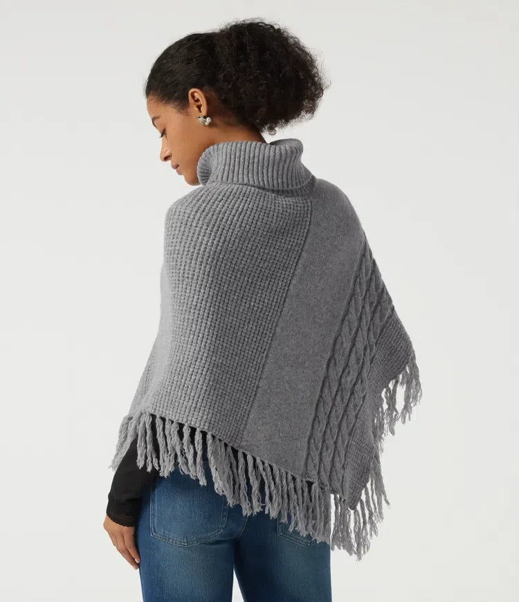 High Neck Fringe Hem Casual Sweater