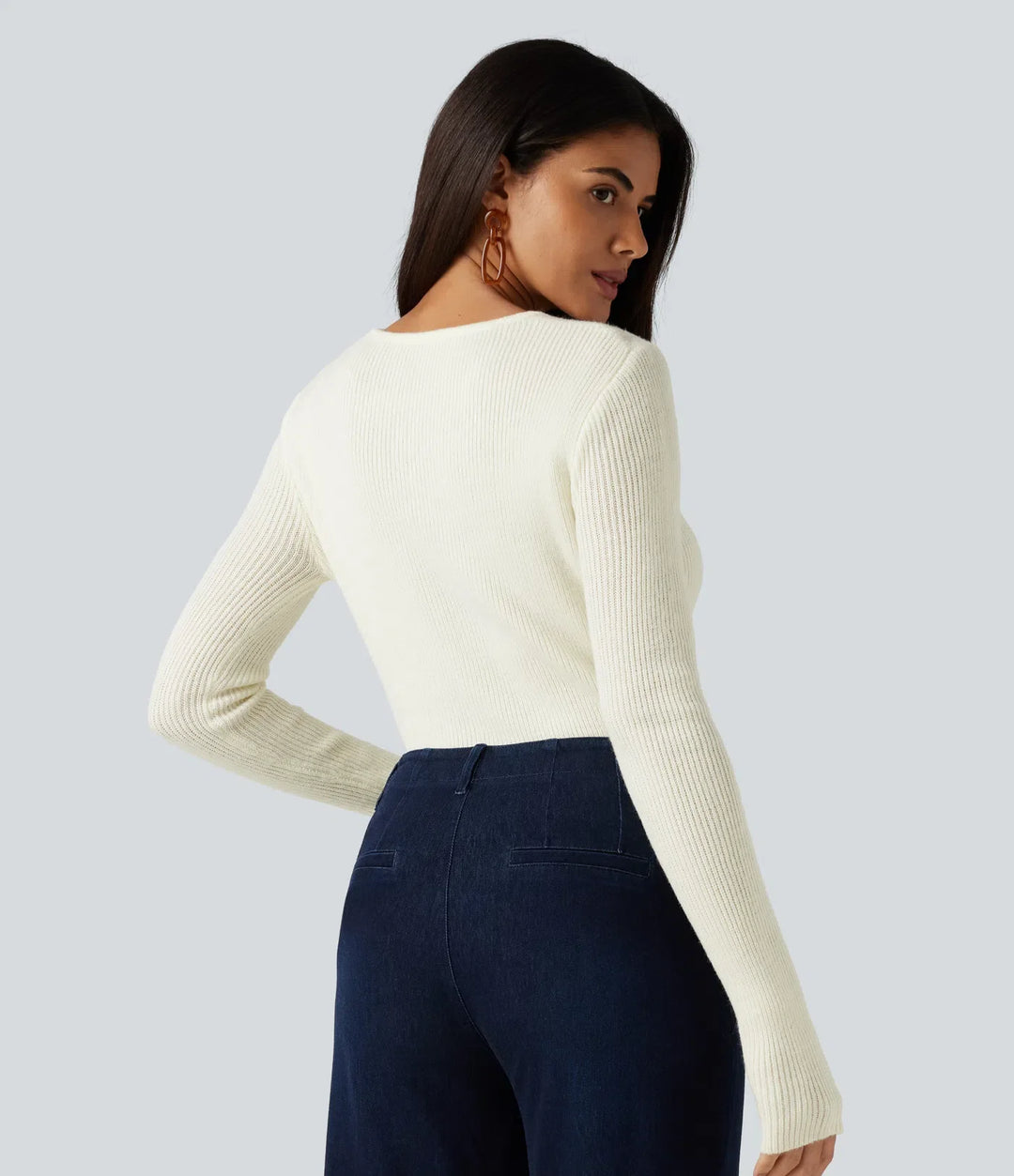 Round Neck Long Sleeve 2-in-1 Slim Casual Sweater