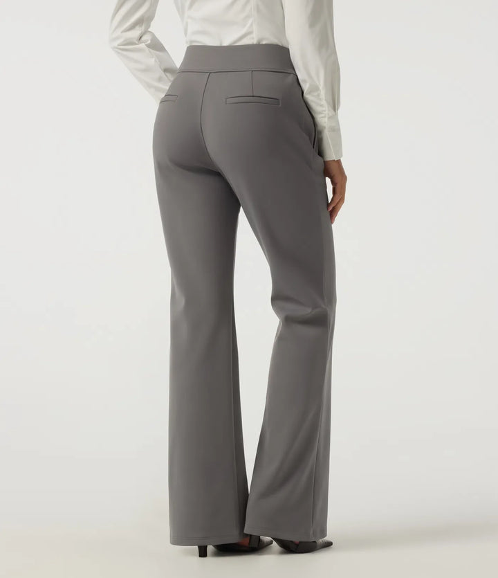 High Waisted Flare Fleece Work Pants with Pockets