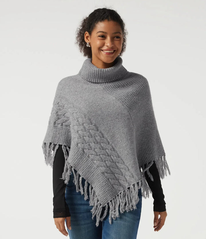 High Neck Fringe Hem Casual Sweater