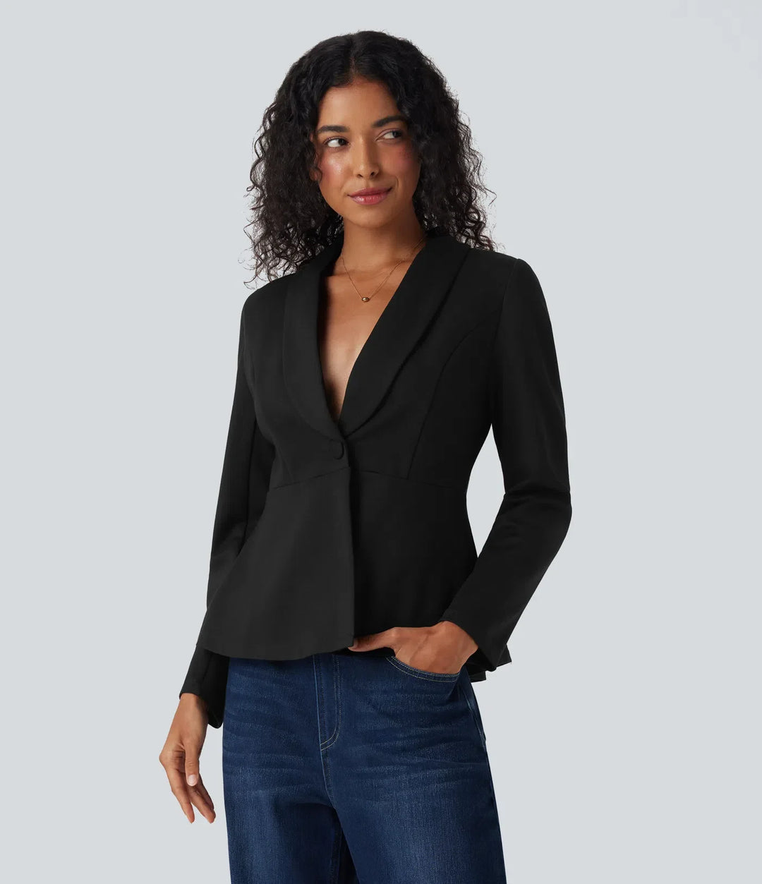Shawl Collar Long Sleeve Work Blazer