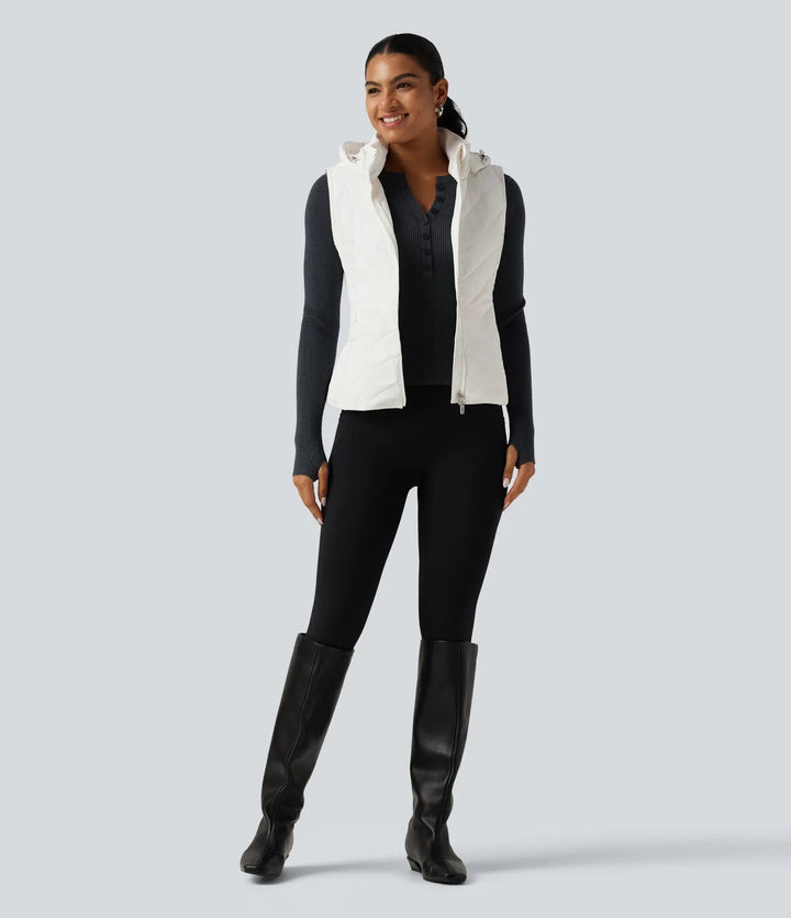 PuffFlex Removable Hood Quilted Casual Padded Vest with Pockets