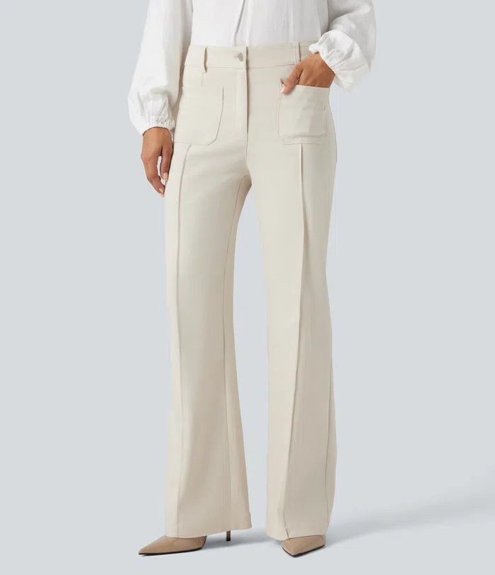 High Waisted Work Flare Pants with Pockets