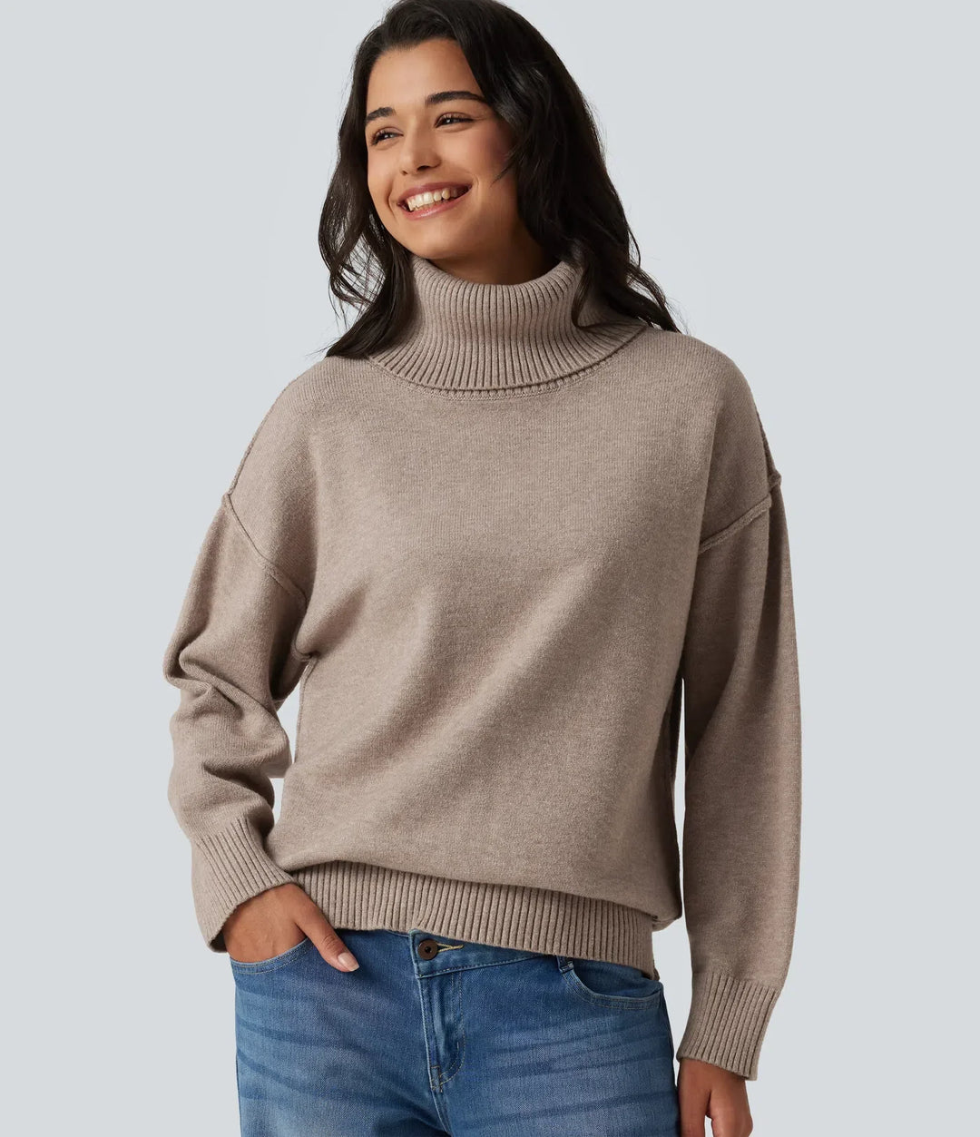 High Neck Long Sleeve Casual Sweater