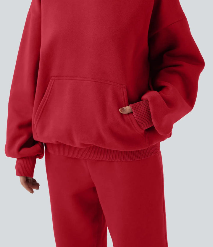 Hooded Long Sleeve Fleece Casual Cotton Sweatshirt with Pockets