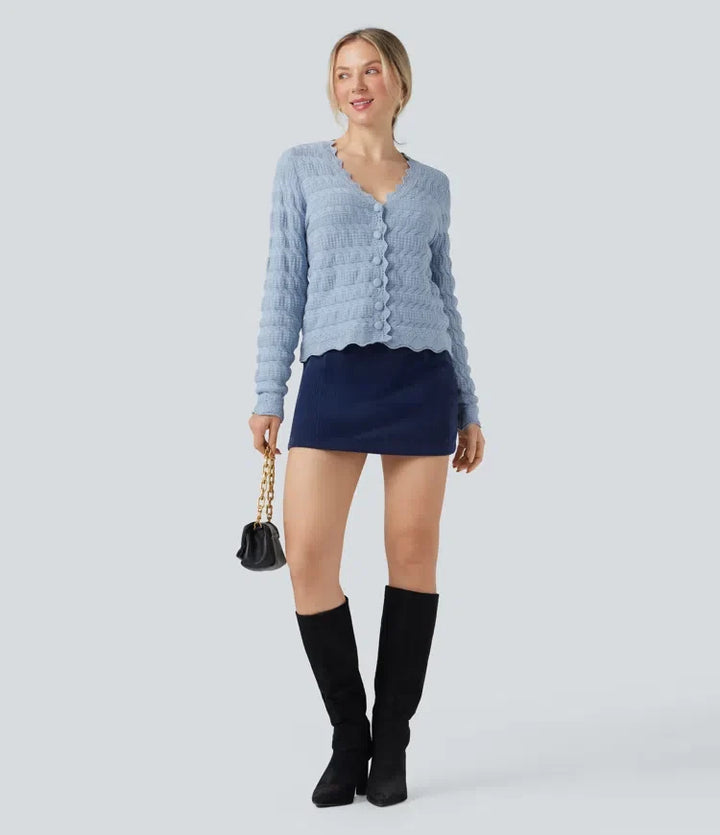 V Neck Long Sleeve Sweater Knit Casual Cardigan