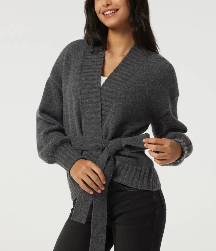 Long Sleeve Tie Front Casual Cardigan