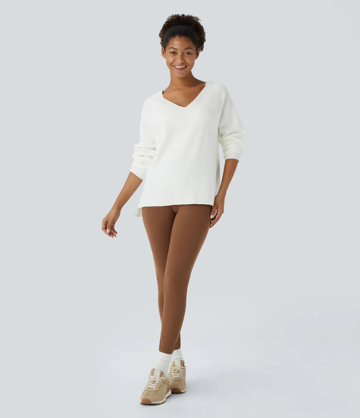 V Neck Long Sleeve Casual Sweater