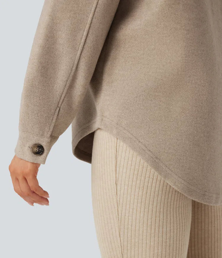 Long Sleeve Fleece Casual Jacket with Pockets