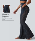 Halara UltraSculpt High Waisted Tummy Control Contrast Lace Yoga Flare Leggings with Pockets