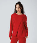 Round Neck Long Sleeve Sweater Knit Lounge Top