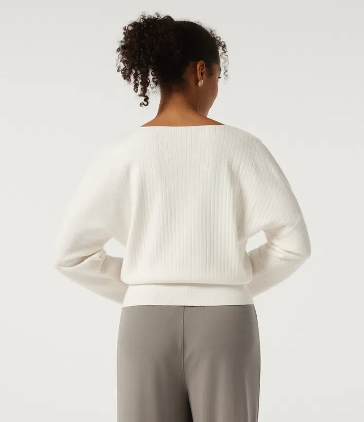 Boat Neck Long Sleeve Work Sweater