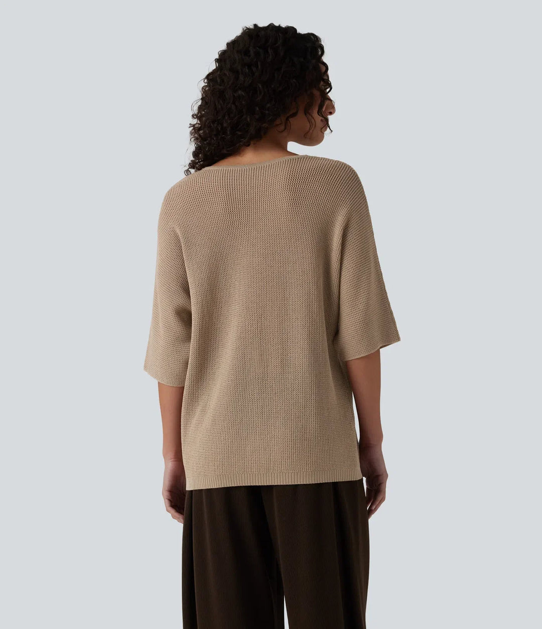V Neck Half Sleeve Casual Sweater