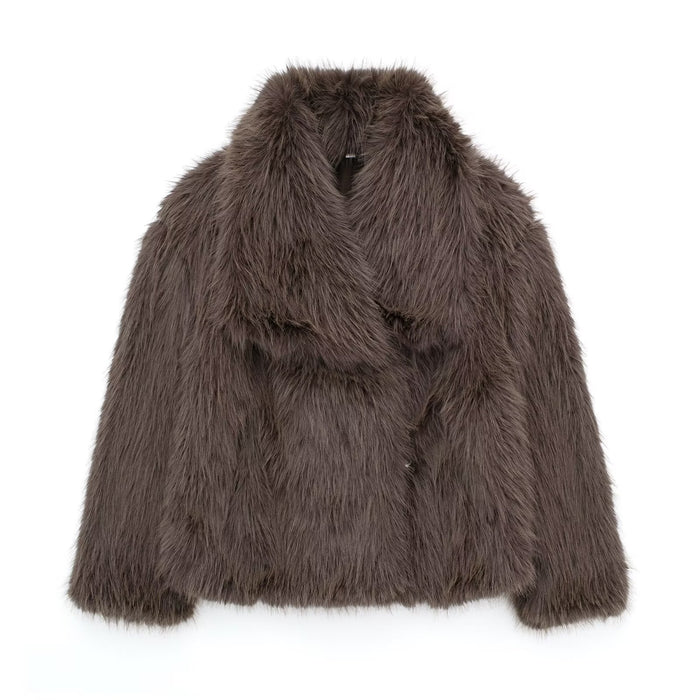 Riley | Cropped Fluffy Faux Fur Jacket with Wide Lapels
