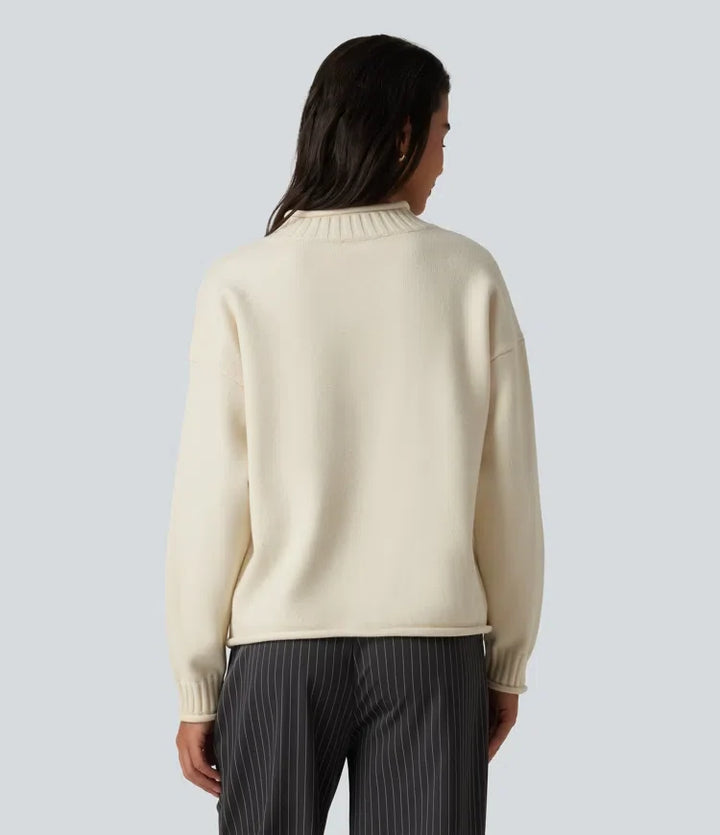 Mock Neck Long Sleeve Work Sweater