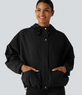 Hooded Drawstring Long Sleeve Casual Jacket with Pockets
