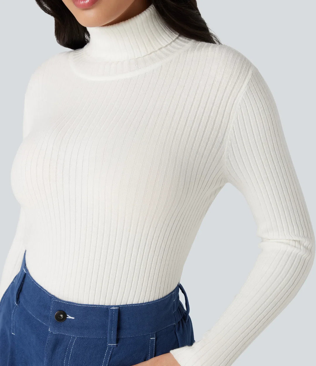 High Neck Long Sleeve Work Sweater