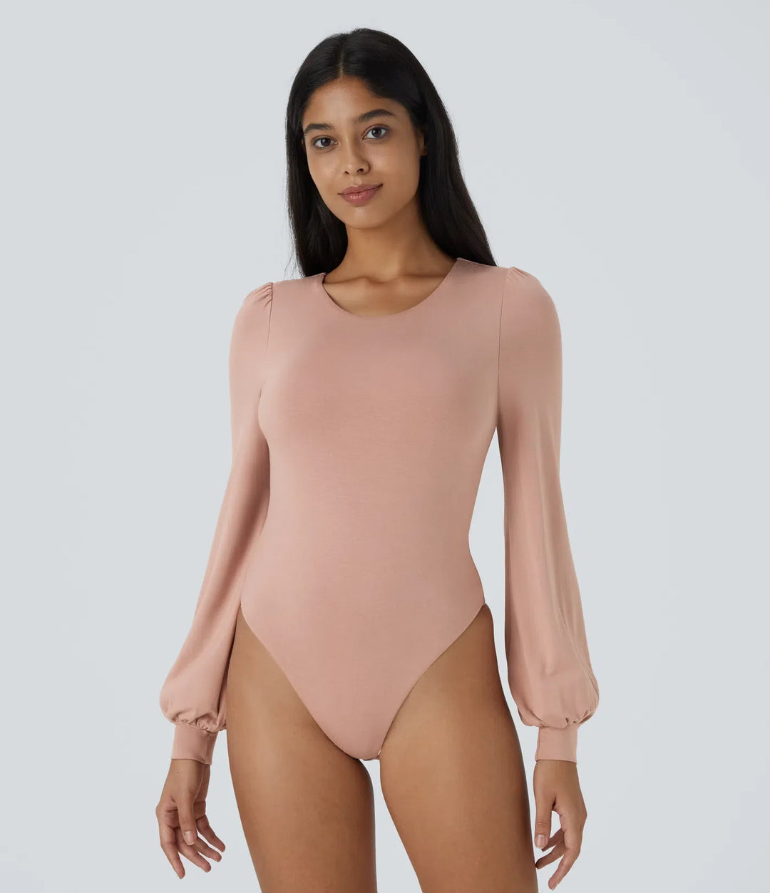 Round Neck Long Sleeve Casual Bodysuit