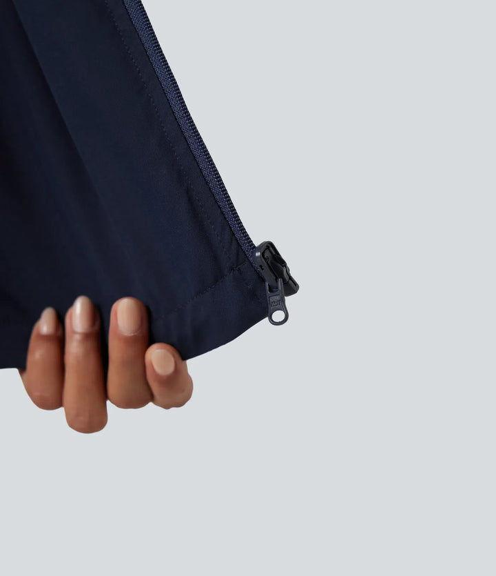 Reversible High Neck Long Sleeve Zipper Fleece Hiking Jacket with Pockets (Two Looks in One)