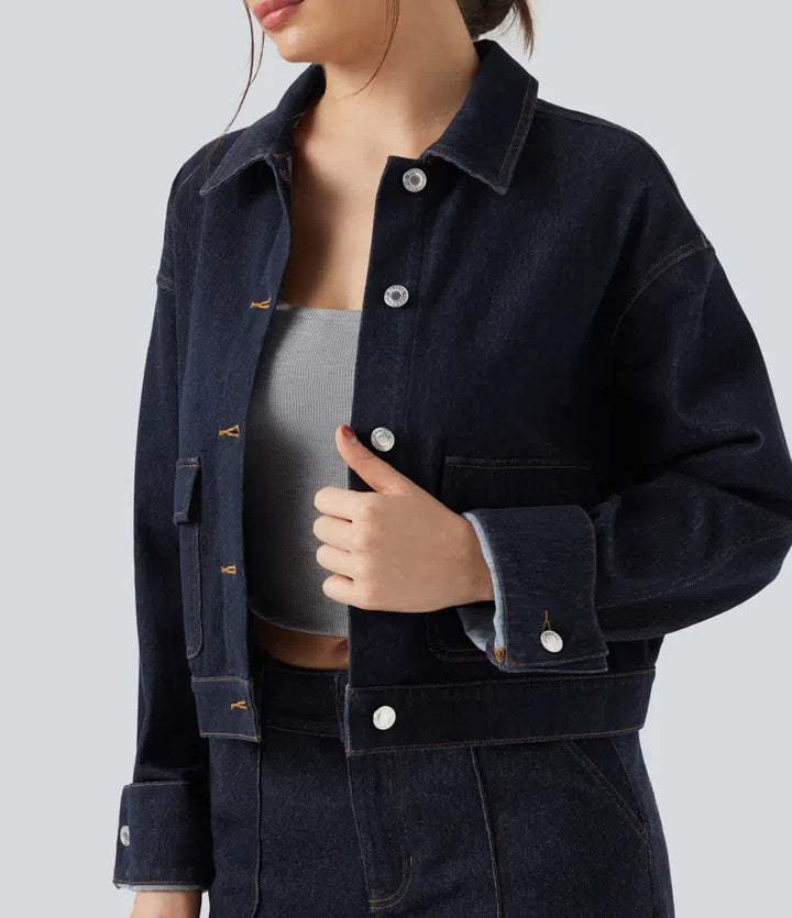 Halara Flex Collar Long Sleeve Denim Casual Jacket