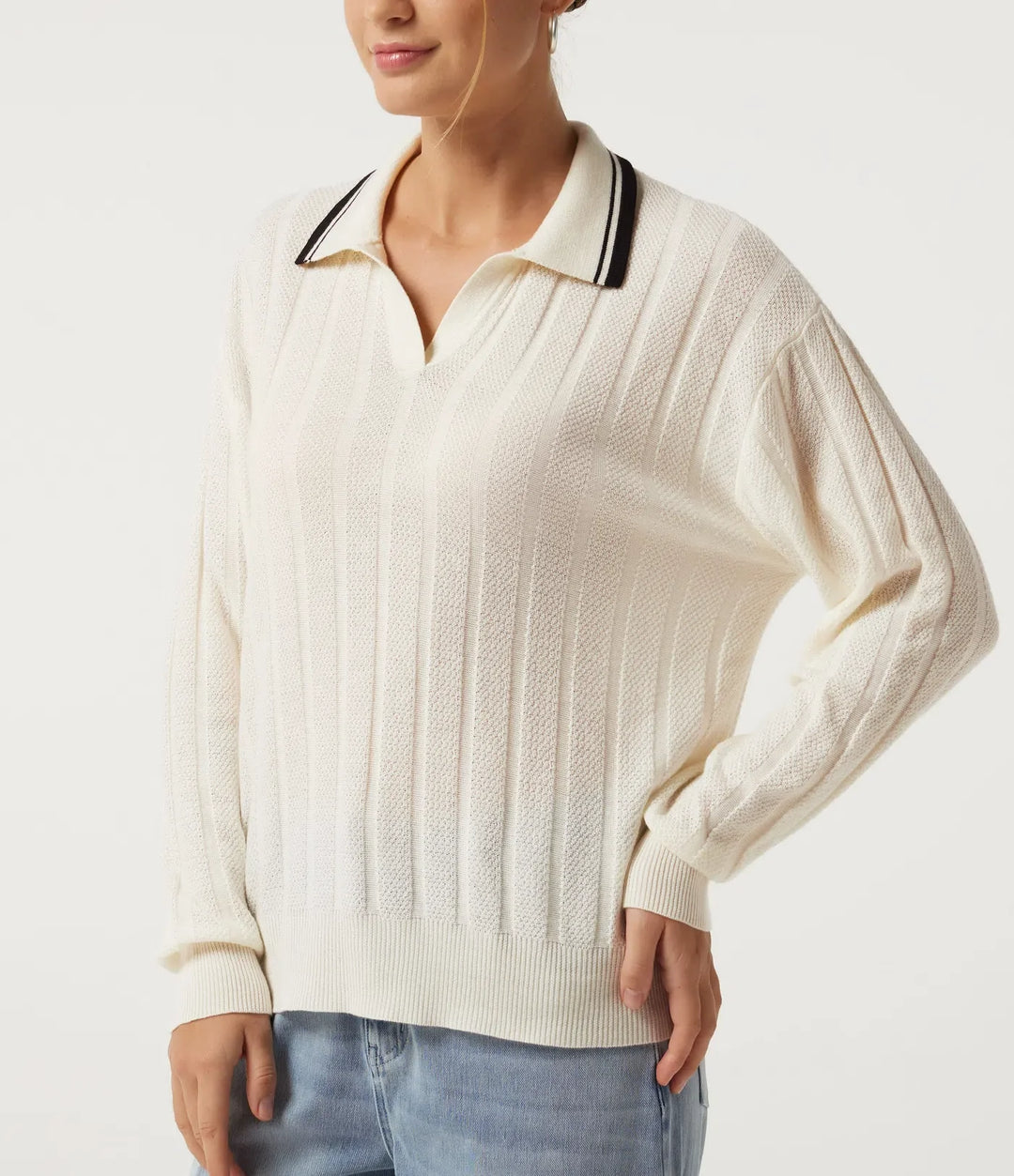 Long Sleeve Color Block Work Sweater