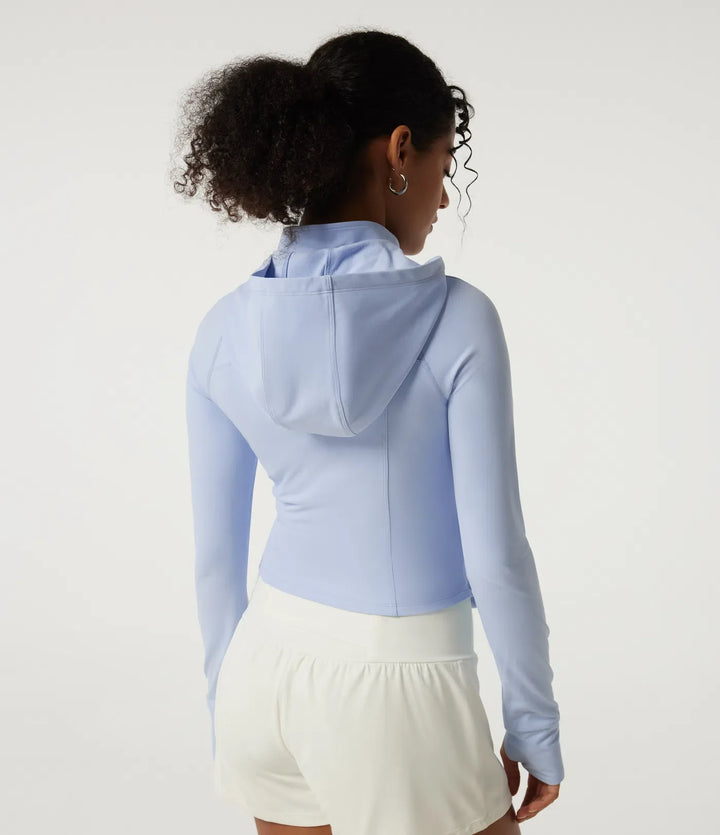 Halara UltraSculpt Hooded Long Sleeve Curved Hem Workout Jacket with Pockets