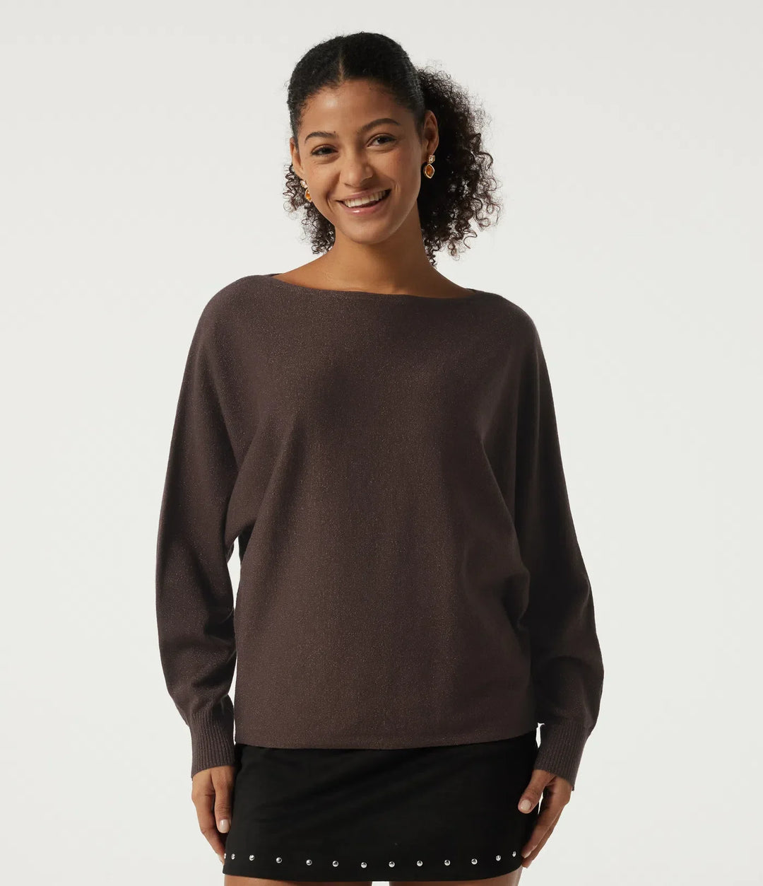 Round Neck Long Sleeve Tie Back Casual Sweater