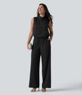 Stand Collar Sleeveless Straight Leg Bridesmaid And Wedding Guest Jumpsuit with Pockets-Easy Peezy