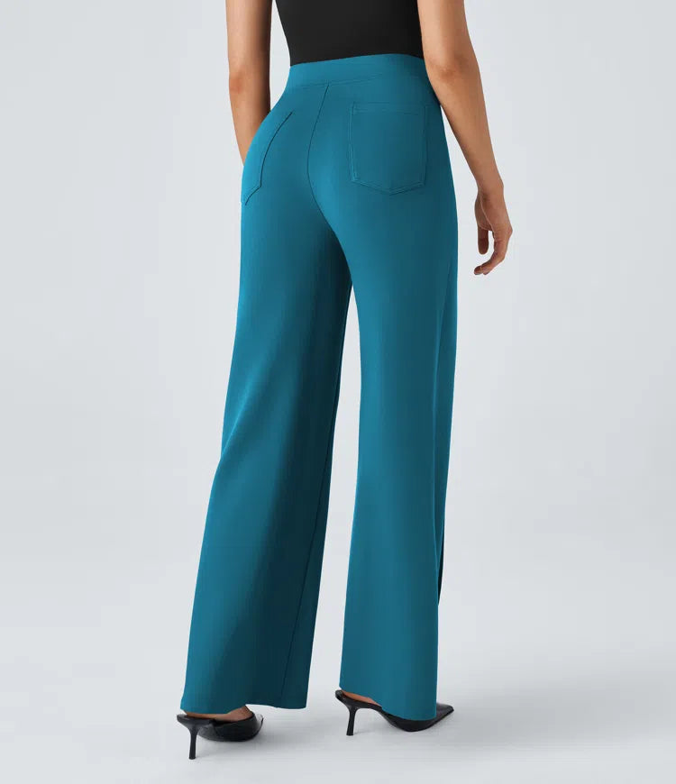 High Waisted Pocket Wide Leg Work Pants