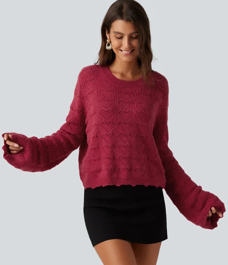 Round Neck Dropped Shoulder Long Sleeve Casual Sweater