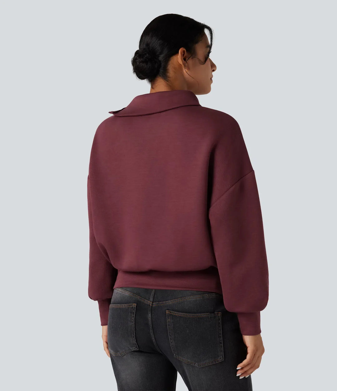 SpacerTek Funnel Neck Half Zip Oversized Casual Sweatshirt