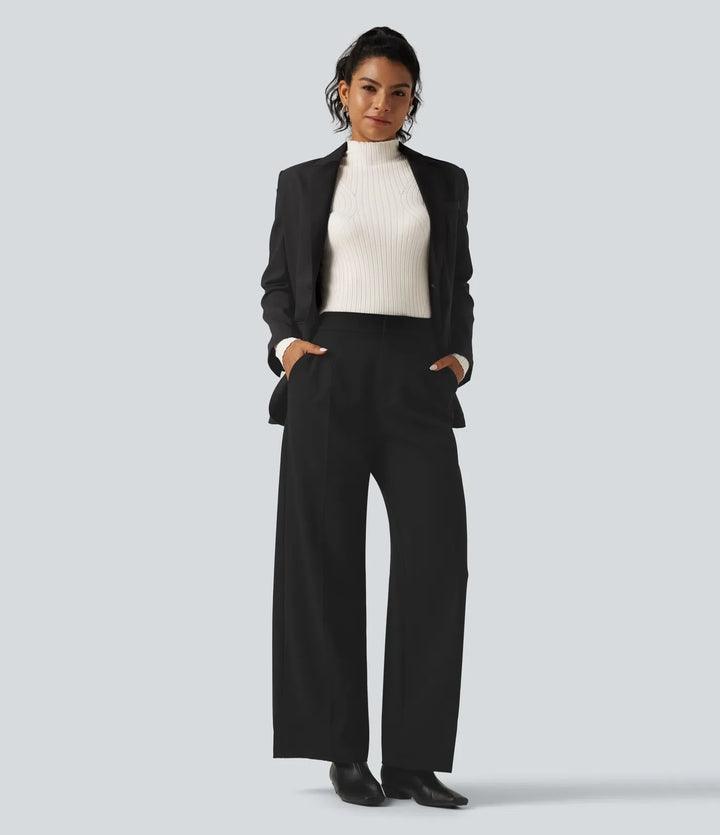 Mock Neck Long Sleeve Slim Work Sweater with Thumbholes