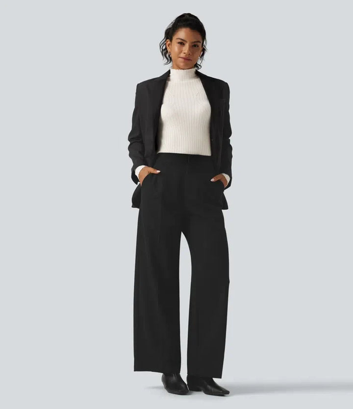 Mock Neck Long Sleeve Slim Work Sweater with Thumbholes