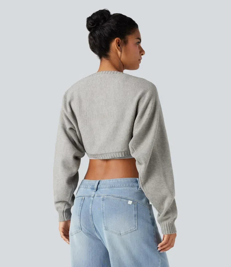 Reglan Long Sleeve Relaxed Fit Casual Sweater Shrug