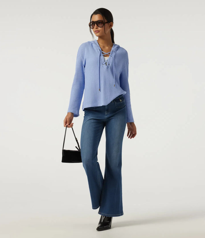 Hooded Long Sleeve Lace Up Waffle Casual Sweatshirt