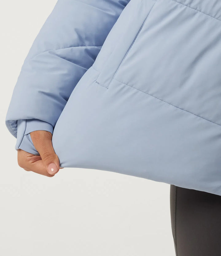 PuffFlex Durable Water Repellent High Neck Long Sleeve Casual Padded Jacket with Pockets and Thumb Holes