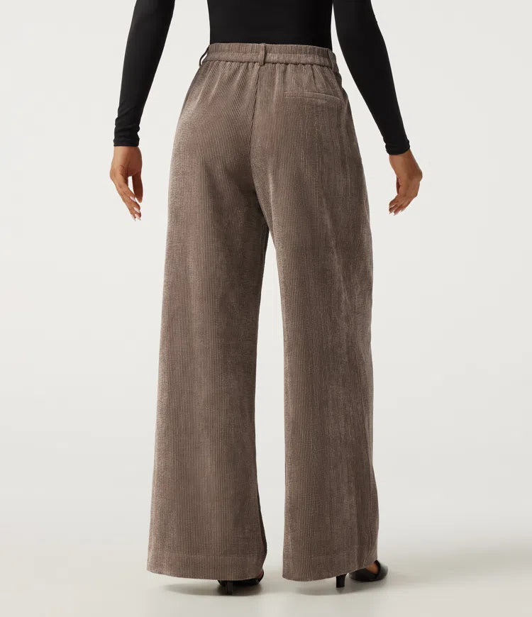 High Waisted Wide Leg Corduroy Work Pants with Pockets