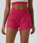SoftlyZero Airy Crossover High Waisted 2-in-1 InstantCool Yoga Shorts 3'' with Pockets