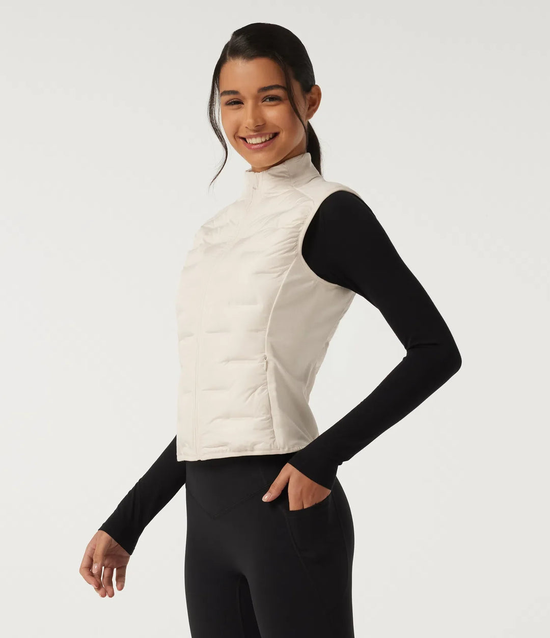 High Neck Sleeveless Quilted Casual Down Vest with Pockets
