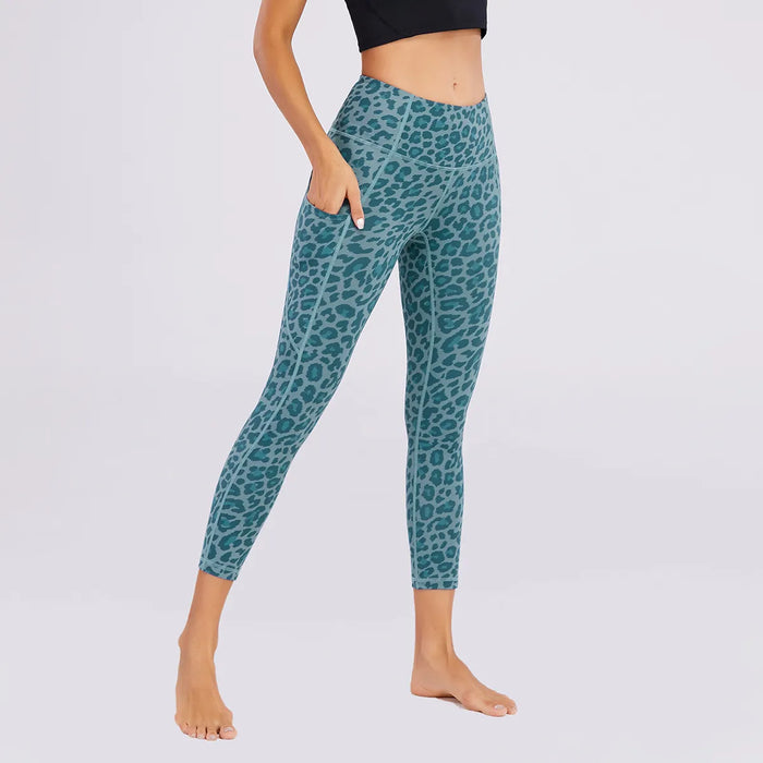 Halara UltraSculpt Leopard Print High Waisted Tummy Control Yoga Leggings with Pockets