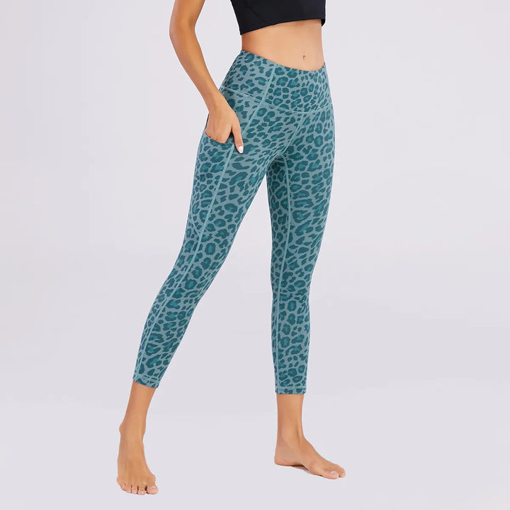 Halara UltraSculpt Leopard Print High Waisted Tummy Control Yoga Leggings with Pockets
