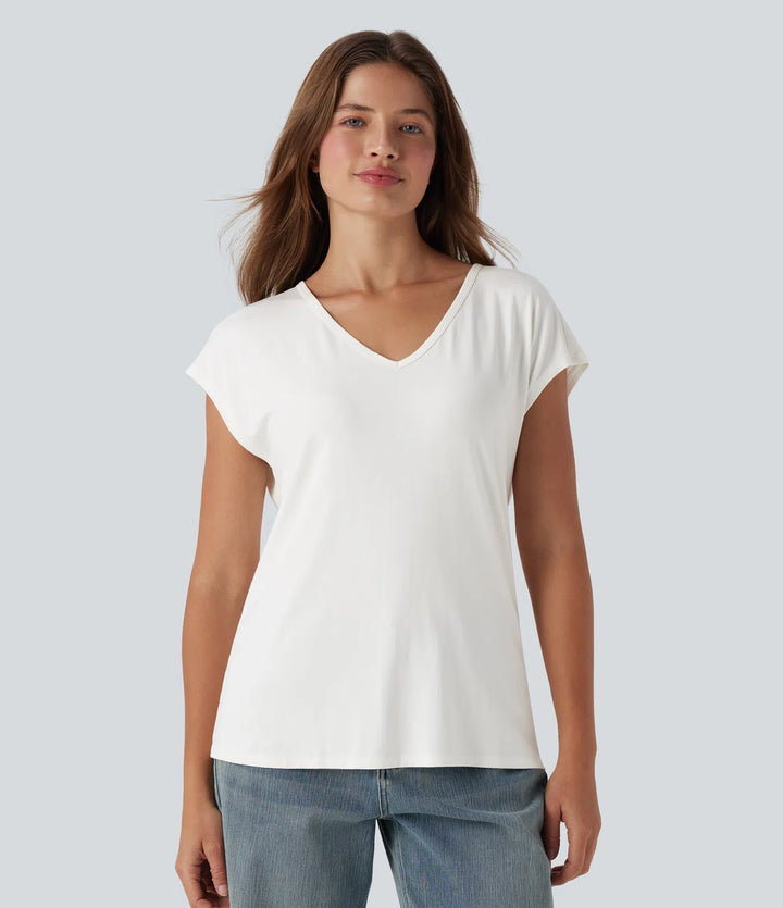 V Neck Short Sleeve Casual T-Shirt