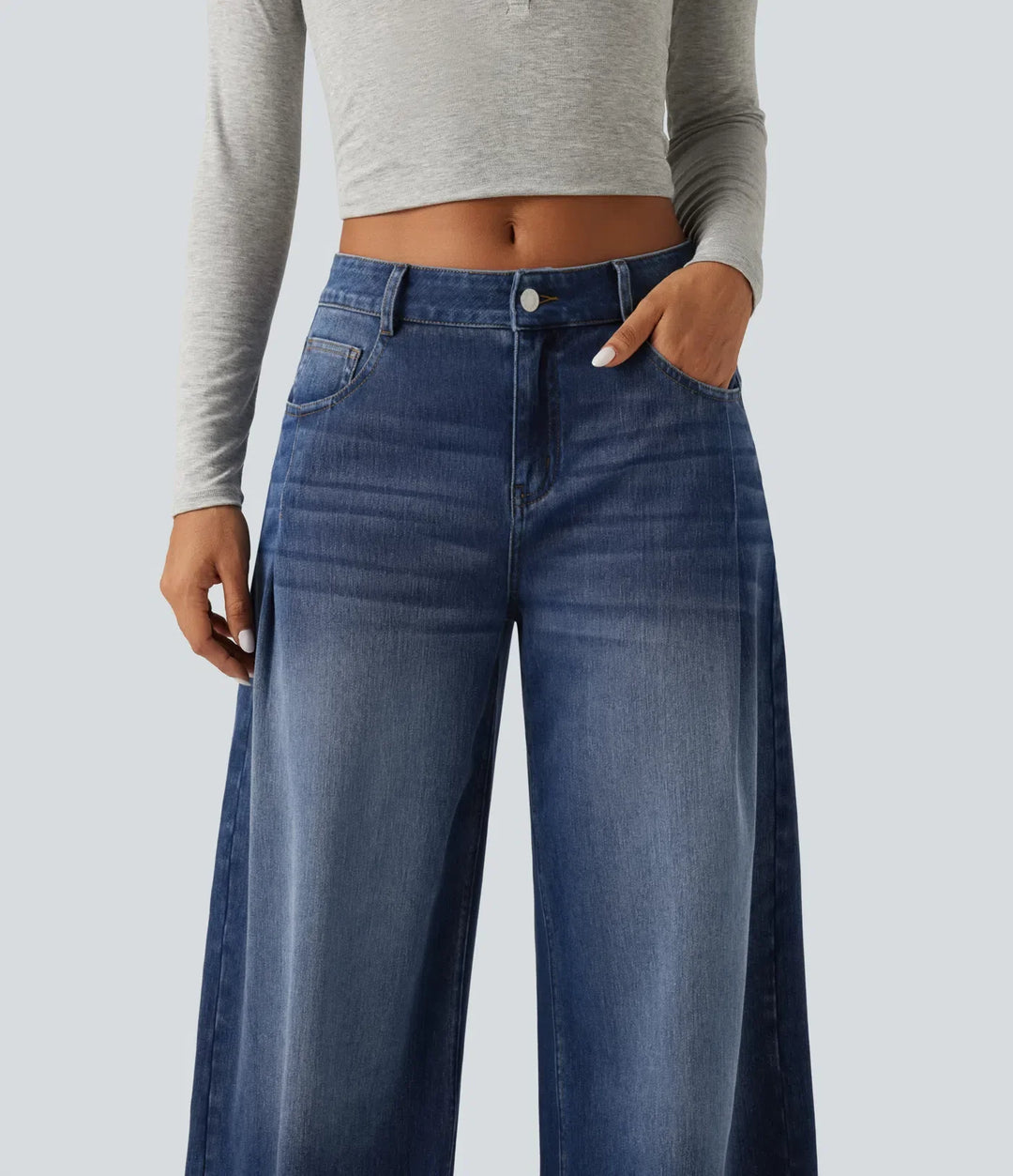 Halara Flex Mid Rise Baggy Casual Jeans with Pockets