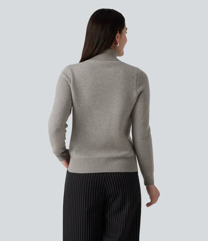 High Neck Long Sleeve Work Sweater