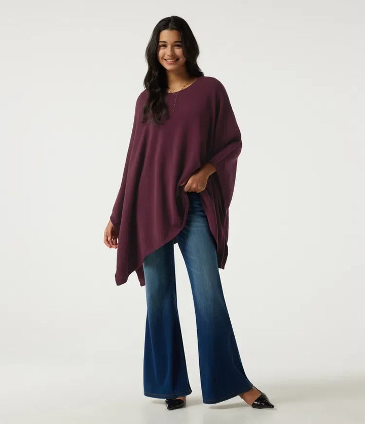 Round Neck Batwing Sleeve Casual Sweater